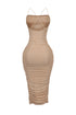 Gemma Rhinestone Mesh Ruched Dress